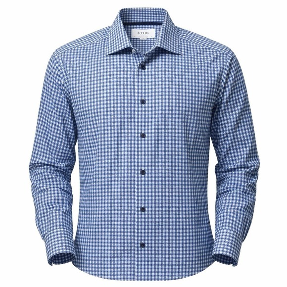 Eton Other - Eton Shirt Men XXL 18/46 Blue Gingham Check Plaid Contemporary Dress Long Sleeve